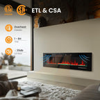 72" Electric Fireplace Wall Mounted & Recessed, 3.19" Ultra-Thin Linear Fireplace Electric Heater with Remote Control & Touch Screen, 750/1500W, Low Noise, Timer