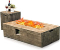 48-Inch Propane Fire Pit Set, 50,000 BTU Rectangular Gas Fire Pit Table with Lava Rocks, Waterproof Cover, Patio Rustic Outdoor Fireplace with Adjustable Flame, Propane Tank Holder Included