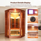 Corner Sauna for One Person Far Infrared Sauna Low-Emf African Mahogany Wood 1300W Indoor Saunas Wood Wax Oil on Outer Surface 37 * 37 * 71Inch
