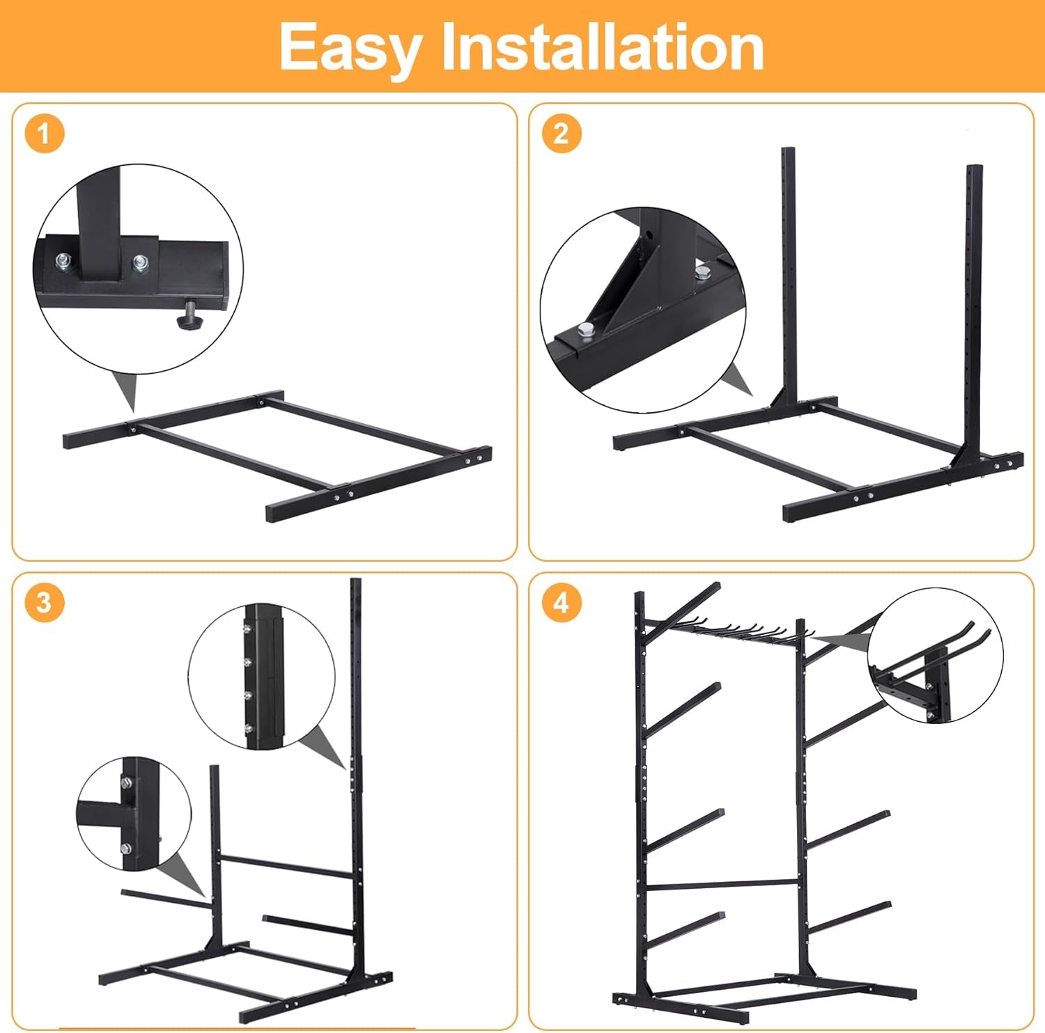 Kayak Storage Rack, Adjustable Kayak SUP Stand, Weatherproof and Heavy Duty Surfboard Storage Rack, Hold up Kayaks, Sups, Paddleboards, Canoes