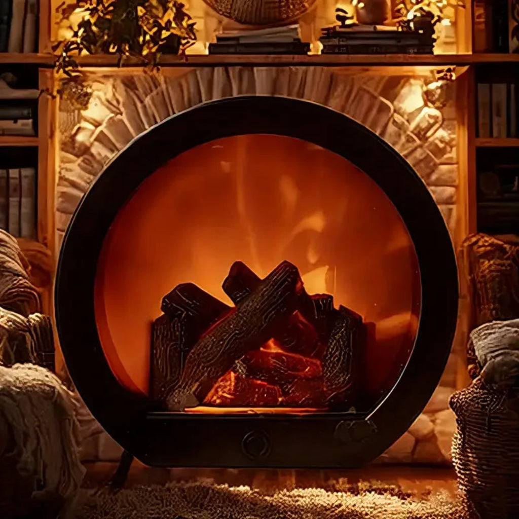 LED Fireplace Lamp Realistic Flame Effect Vintage Style USB Battery Powered Light for Indoor Room Christmas Halloween Decoration