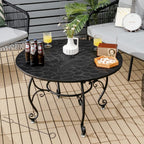 Patio Fire Pit Dining Table, round Wood Burning Fire Bowl, Outdoor Fire Pit Table with Fire Bowl, Wood Grate, Spark Screen Cover, Lid and Poker, Patio, Garden, Balcony