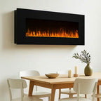 54 In. Wall Mounted LED Fire and Ice Electric Fireplace with Remote in Black