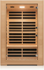 2 Person Far Infrared Sauna, 1800W Low EMF Wooden Infrared Sauna Room for Home, 8 Heating Panels Therapy Sauna with Hemlock Wood, Indoor Sauna Spa for Relaxation, Muscle Relief (Double Person Sauna)