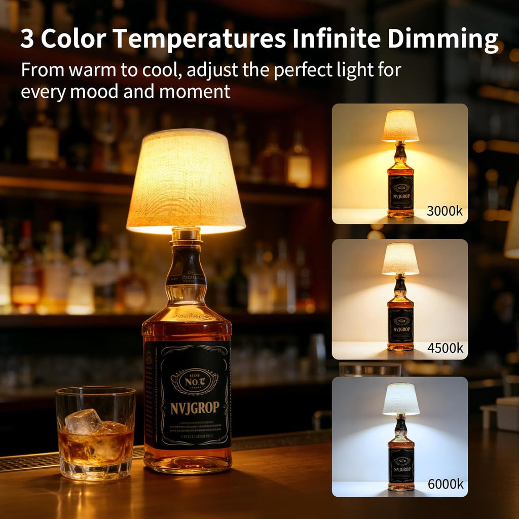 Wireless Bottle Lamp,Rechargeable RGB Linen Bottle Stopper Lamp Have 6000Mah Battery Continuous Use for 20-60 Hours，Suitable for Bedrooms Bars Living Rooms Table（2 Pack）
