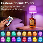 Wireless Bottle Lamp,Rechargeable RGB Linen Bottle Stopper Lamp Have 6000Mah Battery Continuous Use for 20-60 Hours，Suitable for Bedrooms Bars Living Rooms Table（2 Pack）