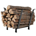 Outdoor Firewood Rack Wood Storage Log Rack Carrier Metal Holder Black 20 Inch