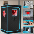 Portable Full Size Infrared Saunas for Home, One Person Full Body Home Spa Tent with Heating Foot Pad, Remote Control, Reinforced Foldable Chair (Black)