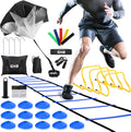 Agility Ladder,Football Training Equipment Set,4 Agility Hurdles, 20 Feet12 Rungs Speed Ladder,12 Disc Cones,Resistance Parachute, Jump Rope, 5 Resistance Bands