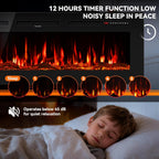 60 Inch Electric Fireplace In-Wall Recessed and Wall Mounted with Remote Control, 1500/750W Fireplace Heater (60-99°F Thermostat) with 12 Adjustable Color, Timer, Log and Crystal