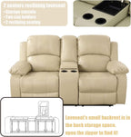 Manual Leather Recliner Sofa Set for Living Room Furniture Sets,Reclining Couch Set, Leather Couch Set for Living Room/Lounge/Club/Apartment(Beige,Sofa+Loveseat+Chair)