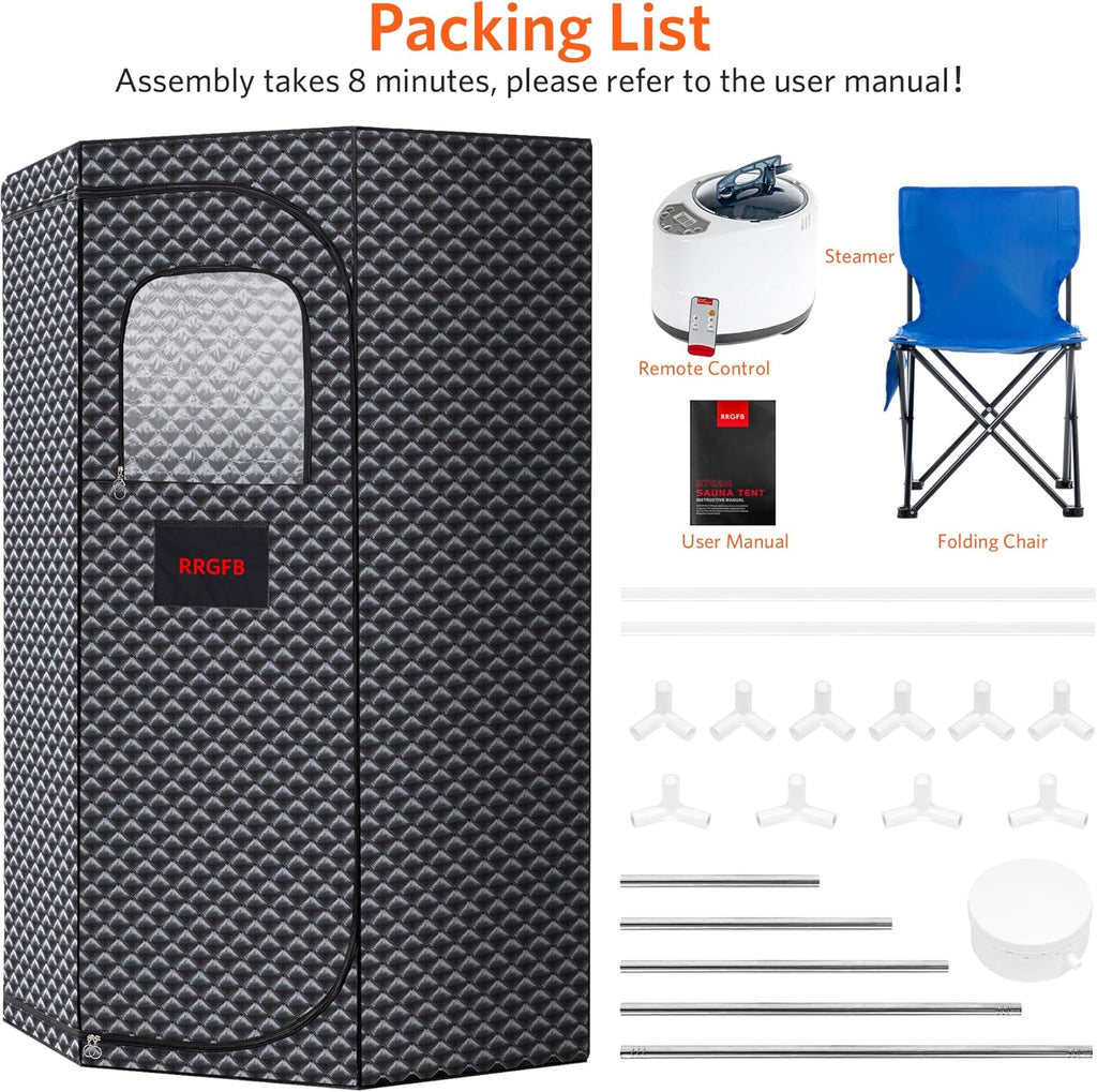 Portable Sauna for Home, Portable Steam Tent for Home Detox and Relaxation, Includes 3L Steamer, Remote Controller, Folding Chair, Adjustable Timer 1-60 Min, Large Size
