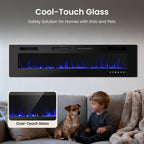 72" Electric Fireplace Wall Mounted & Recessed, 3.19" Ultra-Thin Linear Fireplace Electric Heater with Remote Control & Touch Screen, 750/1500W, Low Noise, Timer