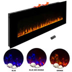 54 In. Wall Mounted LED Fire and Ice Electric Fireplace with Remote in Black