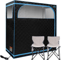 2 Person Infrared Sauna | Full Size Portable Sauna Tent | FAR Infrared Sauna for Home, 1,350Watt, Home Saunas with Heating Foot Pad*2, Portable Chair*2, (L56.7 X W31.5 X H59.4, Black)