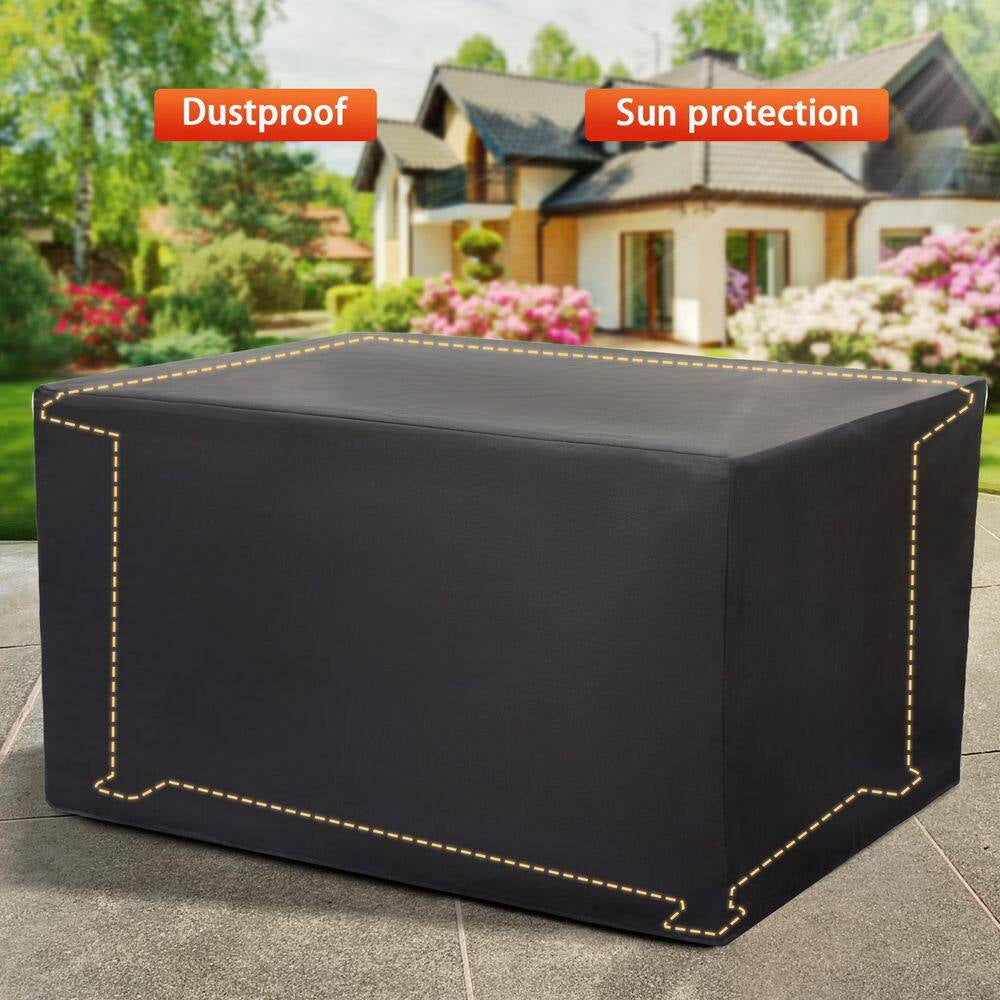 48 In. Propane Gas Fire Pit Table with Fabric Cover and Glass Beads, Brown