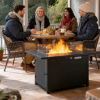 43 Inch Outdoor Propane Fire Pit Table with Glass Wind Guard, Rectangular Patio Fire Table, 50,000 BTU Smokeless Gas Firepit for Backyard, Garden & Poolside