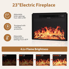 43" Electric Fireplace with Mantel, Freestanding Electric Fireplace Heater TV Stand with 23" Insert, Remote Control, Ajustable Flame and Timer, Fire Place Insert Heater for Living Room, White