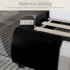 King Size Platform Bed Frame with Delux Iron Pieces Decor and Modern Faux Leather, Black