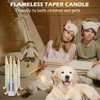 6Pack Flameless Taper Candles with Remote Timer, 9.84'' LED Fake Electric Candlesticks,Battery Operated Dripless 3D Flickering Flame Window Candles,Ivory