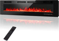 72" Electric Fireplace Wall Mounted & Recessed, 3.19" Ultra-Thin Linear Fireplace Electric Heater with Remote Control & Touch Screen, 750/1500W, Low Noise, Timer