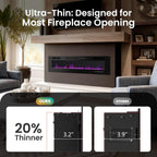 72" Electric Fireplace Wall Mounted & Recessed, 3.19" Ultra-Thin Linear Fireplace Electric Heater with Remote Control & Touch Screen, 750/1500W, Low Noise, Timer