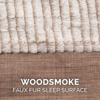 Memory Foam Dog Bed for Medium/Small Dogs W/ Removable Bolsters & Washable Cover, for Dogs up to 35 Lbs - Luxe Faux Fur & Performance Linen Sofa - Woodsmoke, Medium