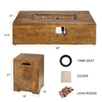 2 Piece Outdoor Propane Fire Pit Table Set