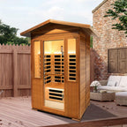 2 Person Outdoor Sauna Infrared Saunas Dry Sauna Room 120V Red Cedar and Canadian Hemlock Wood Wooden Sauna Spa 1800W APP Control 7 Color Light 48.8 * 37 * 87.4Inch