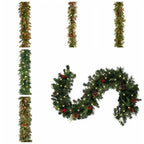 30 LED Lights Christmas Garland 180Cm/6 Feet Green Artificial Pine Tree Decor Pine Cone Berry Ornament