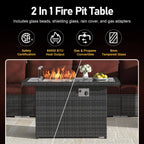 Large Gray 13-Piece 12-Seats Wicker Patio Fire Pit Sofa Set with Light Red Cushions and 43 In. Fire Pit Table