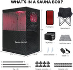 Portable Steam Sauna, Personal Steam Sauna Box, Indoor Steam Sauna for Home, with 4L 1600W Steamer, Remote Control, Folding Chair (Black, 47.24 * 35.43 * 62.7 Inch)