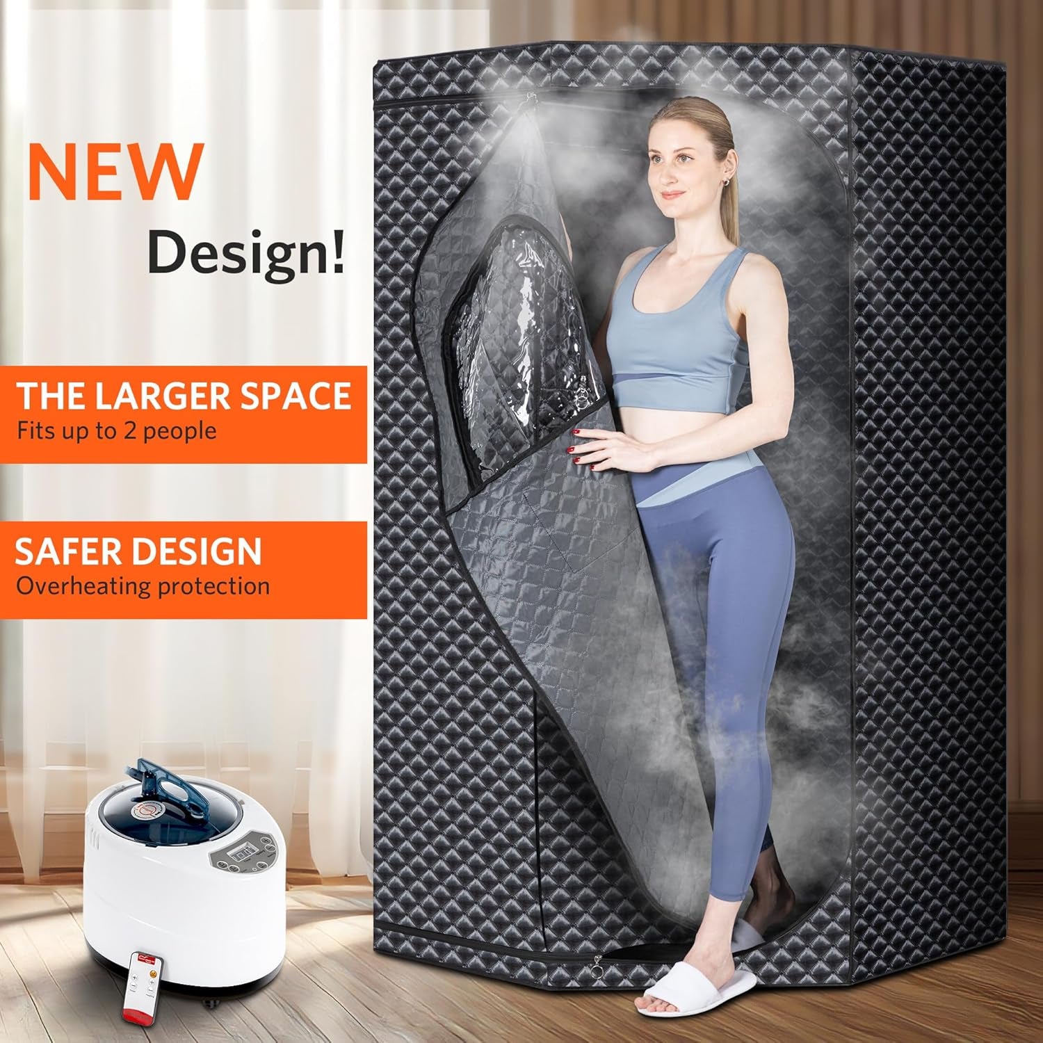 Portable Sauna for Home, Portable Steam Tent for Home Detox and Relaxation, Includes 3L Steamer, Remote Controller, Folding Chair, Adjustable Timer 1-60 Min, Large Size