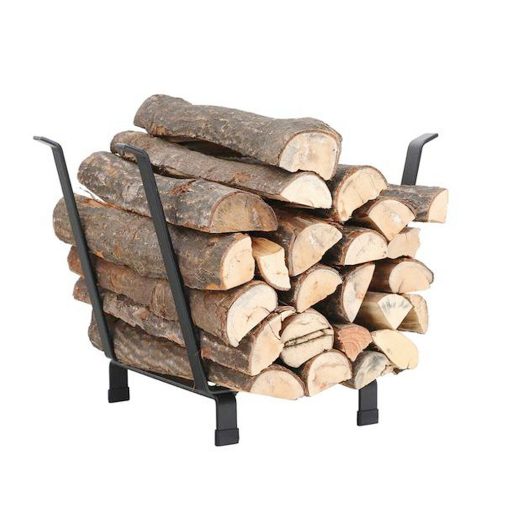 Outdoor Firewood Rack Wood Storage Log Rack Carrier Metal Holder Black 20 Inch