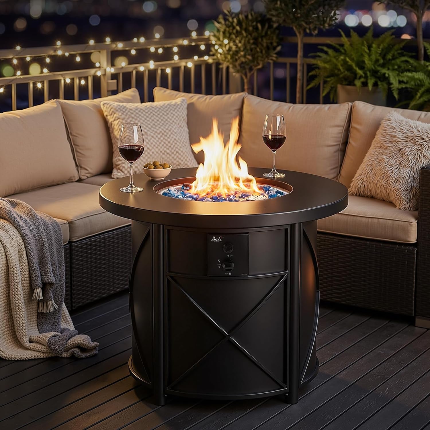 50000 BTU Propane Fire Pit for Outdoor, 30 in Fire Pit Table Outdoor, round Firepits for outside Backyard, Patio