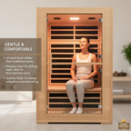 2 Person Far Infrared Sauna, 1800W Low EMF Wooden Infrared Sauna Room for Home, 8 Heating Panels Therapy Sauna with Hemlock Wood, Indoor Sauna Spa for Relaxation, Muscle Relief (Double Person Sauna)