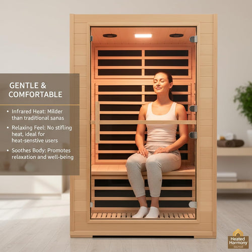 2 Person Far Infrared Sauna, 1800W Low EMF Wooden Infrared Sauna Room for Home, 8 Heating Panels Therapy Sauna with Hemlock Wood, Indoor Sauna Spa for Relaxation, Muscle Relief (Double Person Sauna)