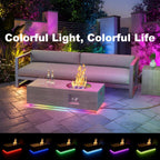 48 In. 50,000 BTU Rectangle Outdoor Gas Fire Pit Table in Brown with RGB LED Light