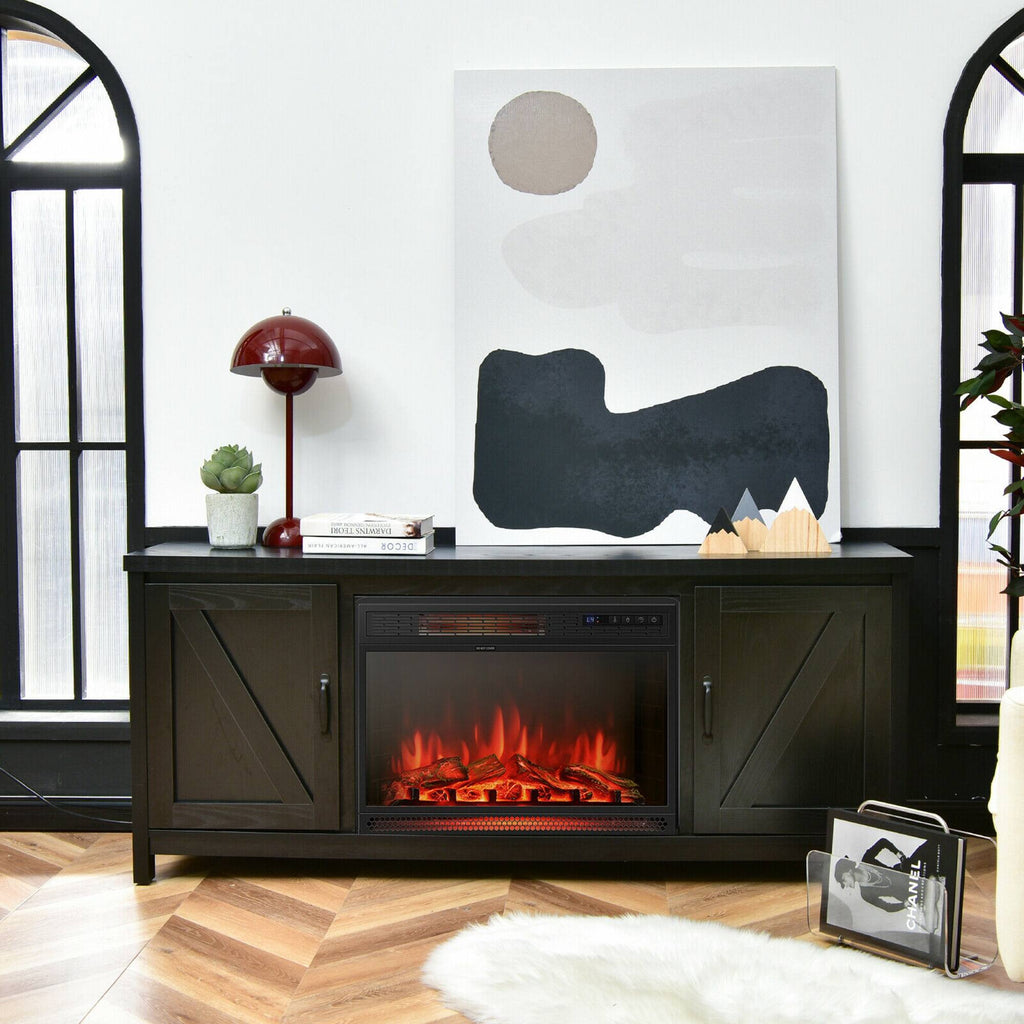 59'' Fireplace TV Stand W/ 25'' 1350W Electric Fireplace Heater