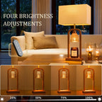Farmhouse Table Lamps with Candle Warmer & Timer for Bedroom, Wood-Like Bedside Lamps Set of 2 for Night Stands, 21.5'' Bedroom Lamps Decor for Living Room, Corded Eletric, No Battery