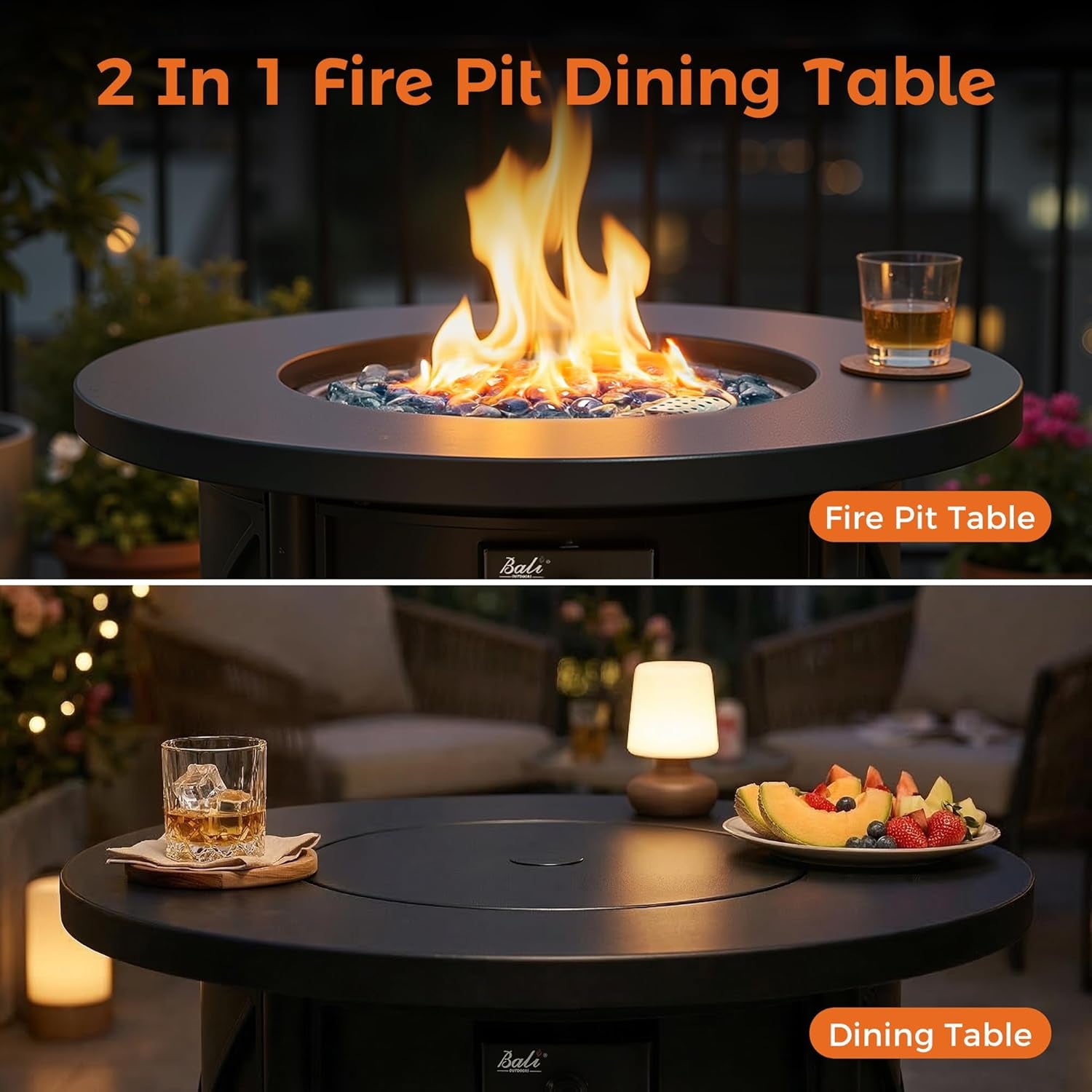 50000 BTU Propane Fire Pit for Outdoor, 30 in Fire Pit Table Outdoor, round Firepits for outside Backyard, Patio
