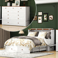Queen Murphy Bed Included Mattress：Wood Murphy Bed Cabinet with USB Charging Station and Large Storage Drawer for Bedrooms/Guest Rooms/Apartments, White-1