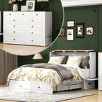 Queen Murphy Bed Included Mattress：Wood Murphy Bed Cabinet with USB Charging Station and Large Storage Drawer for Bedrooms/Guest Rooms/Apartments, White-1