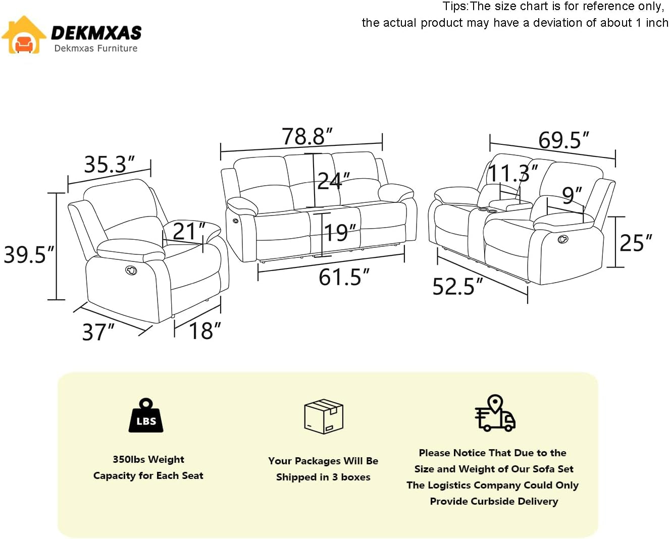 3 Seater Modern Reclining Couch Manual Recliner Sofa Living Room Furniture Black Vegan Leather Couch with Cup Holder/Flip-Down Table for Home Theater/Rv Car (Black,3Seater Sofa)
