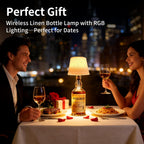 Wireless Bottle Lamp,Rechargeable RGB Linen Bottle Stopper Lamp Have 6000Mah Battery Continuous Use for 20-60 Hours，Suitable for Bedrooms Bars Living Rooms Table（2 Pack）