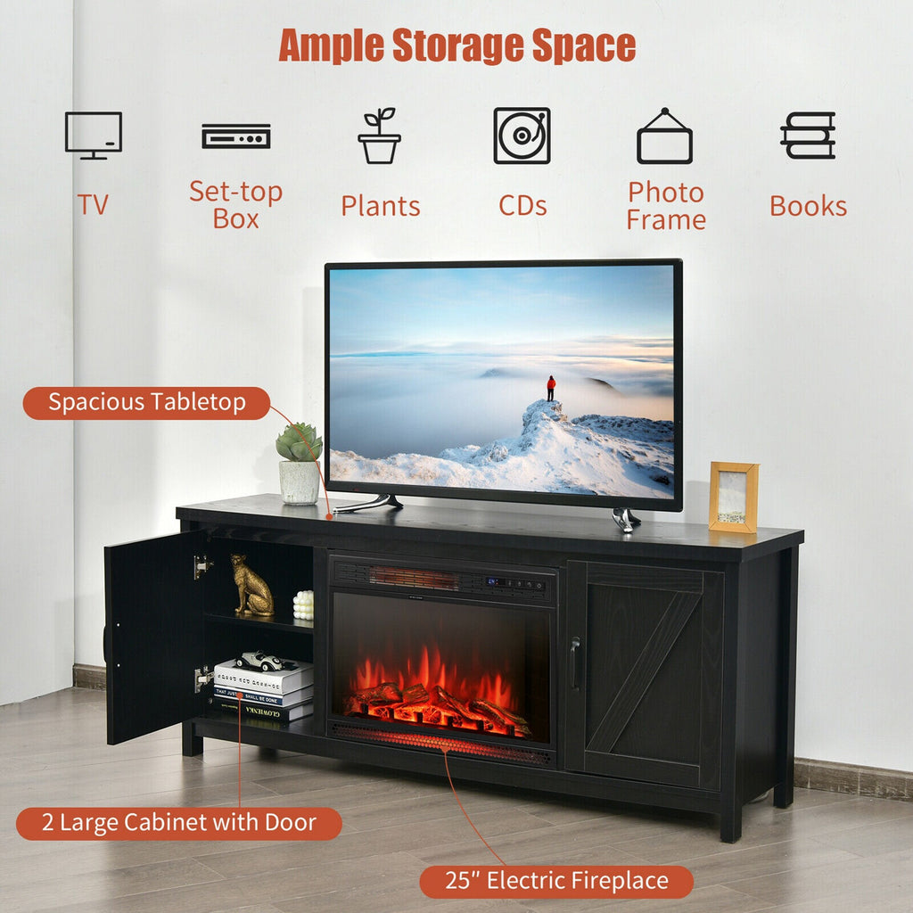 59'' Fireplace TV Stand W/ 25'' 1350W Electric Fireplace Heater