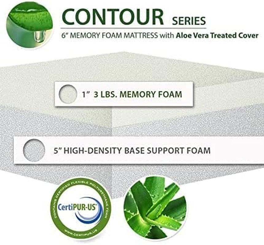 ALOE Infused Memory Foam Mattress in a Box, Roll-Compressed, 3-Layer Extra Firm Comfort and Support, Stretch Knit Fabric Cover, Deluxe Queen, White