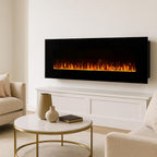 54 In. Wall Mounted LED Fire and Ice Electric Fireplace with Remote in Black