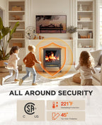 Electric Fireplace Heater, Quick Heating Portable Low Noise Fireplace with Temp Control, CSA Certified,18” Electric Fire Place with Overheat Protection Function for Living Room, Bedroom, Black