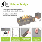 42 In. 50,000 BTU Rectangle Outdoor Propane Gas Fire Pit Table in Brown with Golden LED Light